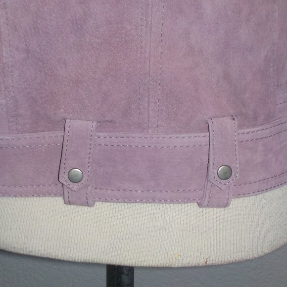 BLANK NYC MS SIZE LARGE LILAC 100% LEATHER SUEDE MOTO JACKET - Picture 9 of 10